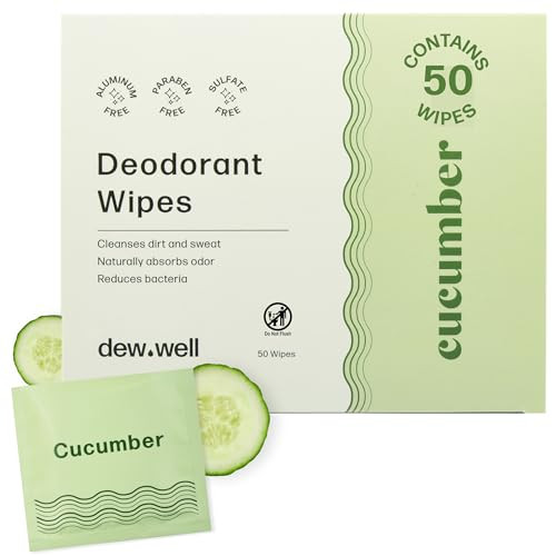 Dew Well Deodorant Wipes - Individually Wrapped Travel Wipes - On-the-Go Travel Toiletries - Natural Deodorant Formula