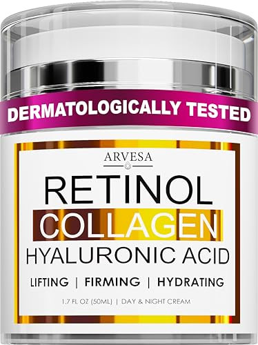 Retinol Cream for Face with Collagen & Hyaluronic Acid, Non-Greasy