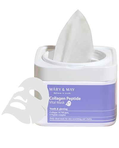 Mary&May Collagen Peptide Daily Sheet Mask, 30 Sheets Pull-Out Case