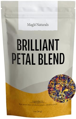 MagJo Naturals Brilliant Flower Petal Blend - Edible blend of calendula, blue cornflower and rose petals, all natural,