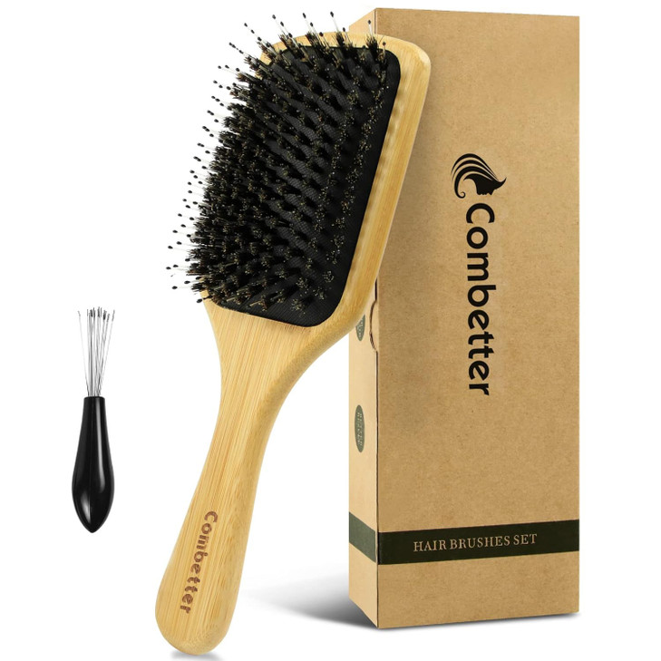 Combetter Boar Bristle Brush, Smoothing Shine for Slick Back, Ponytails