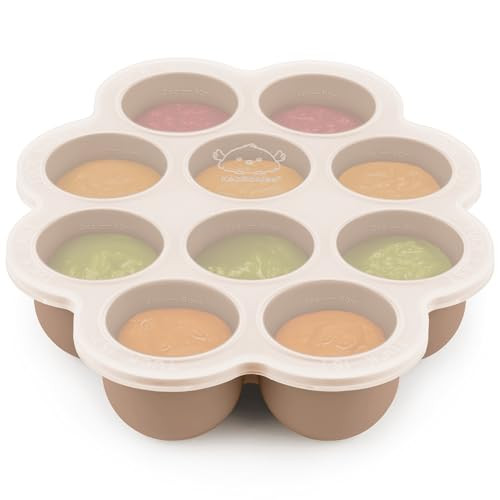 KeaBabies Silicone Food Freezer Trays with Lid, 2oz x 10 Pods Chai Latte