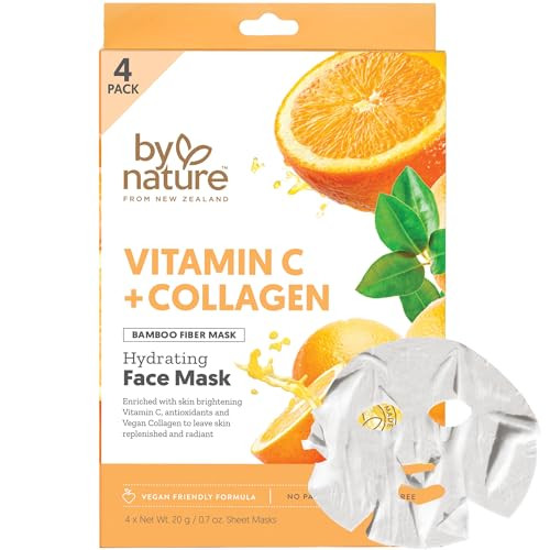 By Nature Vitamin C + Collagen Sheet Mask with Vitamin E - 4-Pack