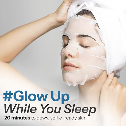 Skin 2.0 Hyaluronic Acid & Collagen Sheet Mask - Hydrating, Anti-Aging, Firming - Dermatologist Tested Korean Skincare