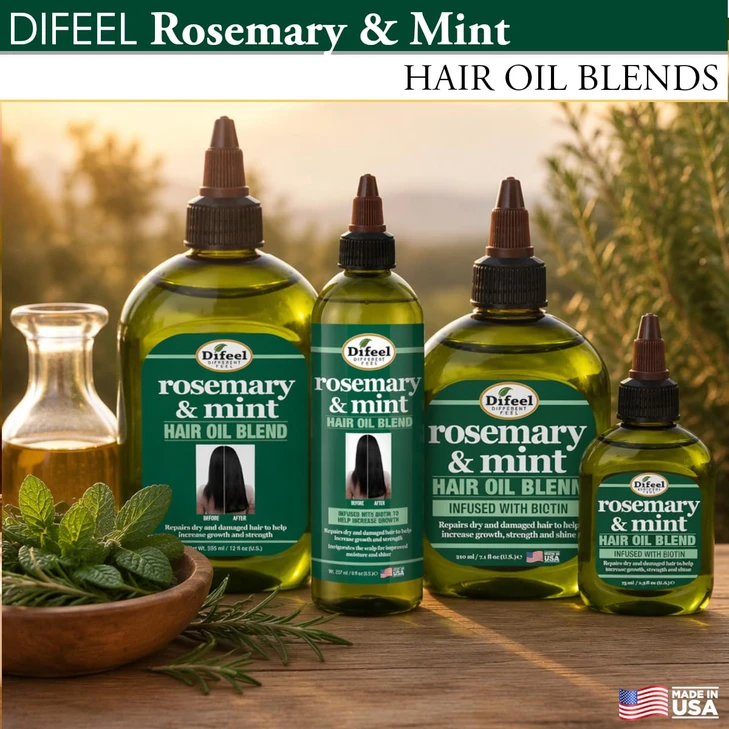 Difeel Rosemary and Mint Hair Oil Blend with Biotin 7.1 Ounce - Strengthening Scalp & Hair Treatment Oil Blend,