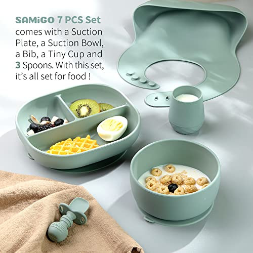 SAMiGO Silicone Baby Feeding Set Eating Essential Baby Led Weaning Supplies