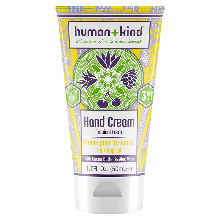 Human+Kind Moisturizing Hand Cream Tropical Fresh - Hydrating Cream with Avocado Oil and Shea Butter - Intense, Fast Absorbing Moisturizer for Smooth