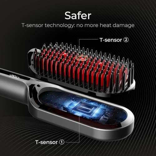 TYMO Hair Straightener Brush - Ionic Plus Straightening Brush for Women