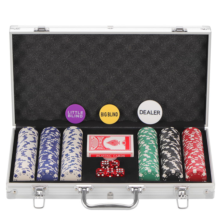 LUOBAO 300 Pcs Poker Chips Set for Texas Holdem,Clay Poker Set Blackjack,Professional Poker Kit with Aluminum Case,2