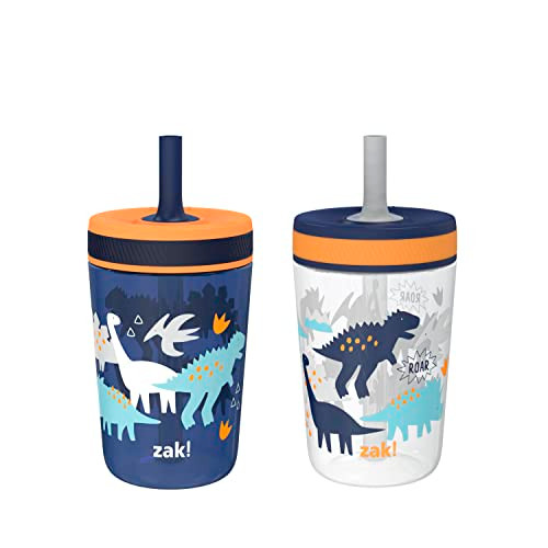Zak Designs Kelso Toddler Cups For Travel or At Home, 15oz 2-Pack Durable Plastic Sippy Cups With Leak-Proof Design is