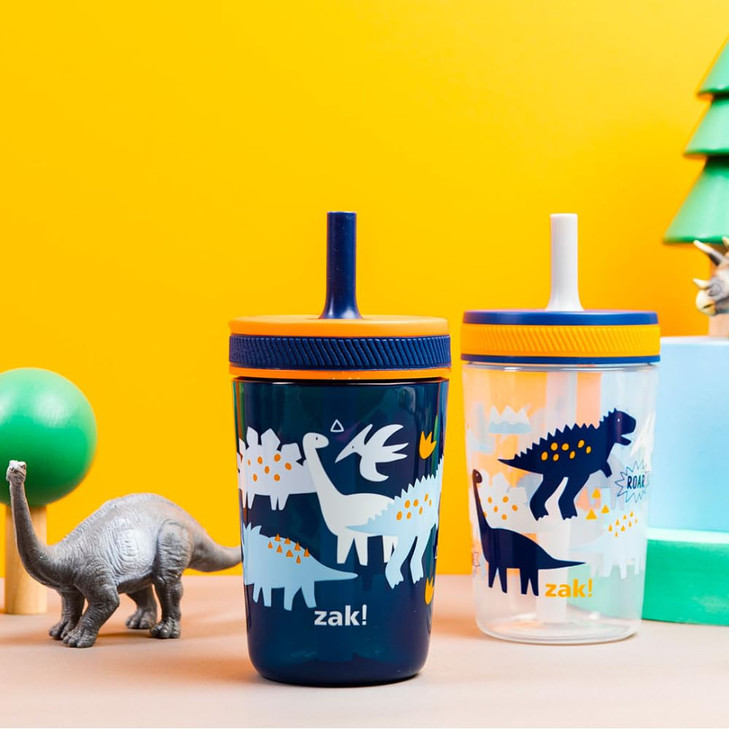 Zak Designs Kelso Toddler Cups For Travel or At Home, 15oz 2-Pack Durable Plastic Sippy Cups With Leak-Proof Design is
