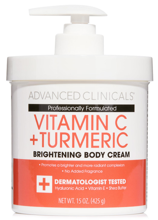 Advanced Clinicals Vitamin C Cream Dry Skin Rescue Skin Care Face & Body Cream Infused W/Turmeric, Vitamin E, & Shea