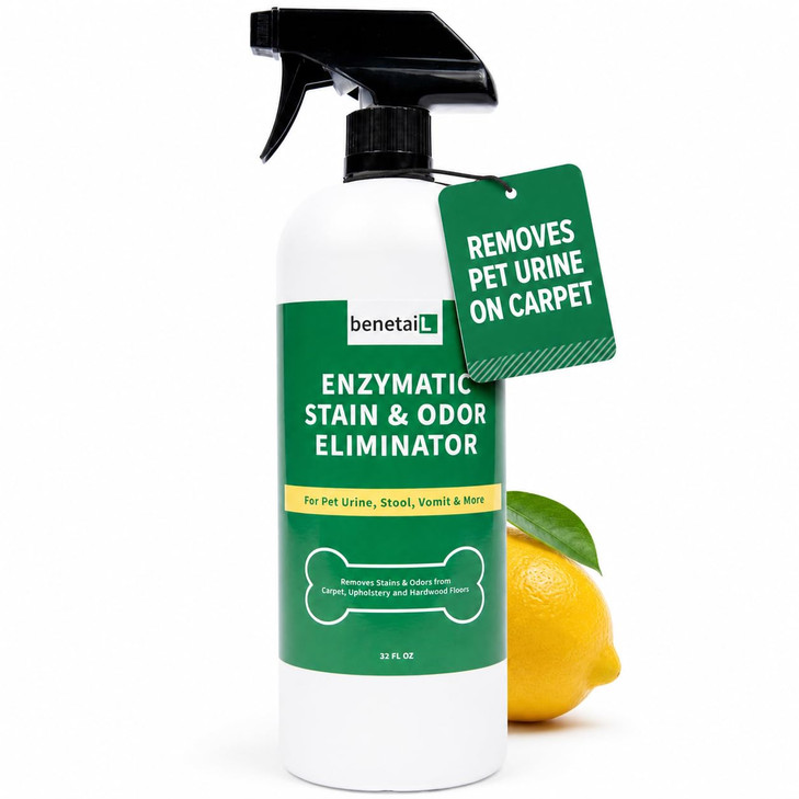 Benetail Pet Enzymatic Stain & Odor Eliminator for Strong Odors Around the Home - Carpet Cleaner for Dog & Cat Urine -