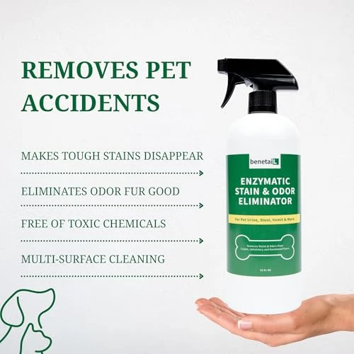 Benetail Pet Enzymatic Stain & Odor Eliminator for Strong Odors Around the Home - Carpet Cleaner for Dog & Cat Urine -