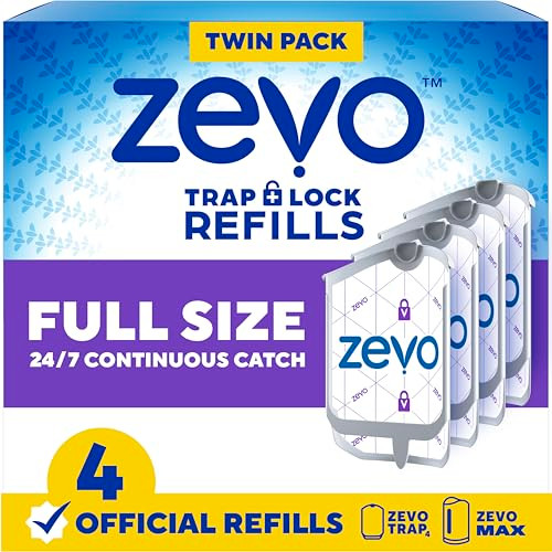 Zevo Flying Insect Trap Refill Cartridges for Fruit Flies & Gnats, 4 Count