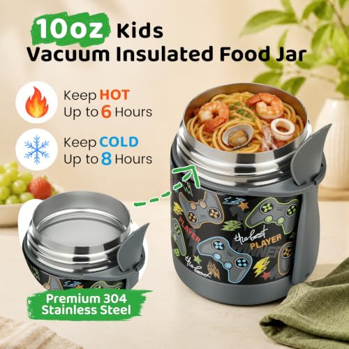 Pawtong 10oz Soup Thermo for Hot Food Kids Insulated Food Jar,Thermo Hot Food Lunch Container, Width Mouth Stainless