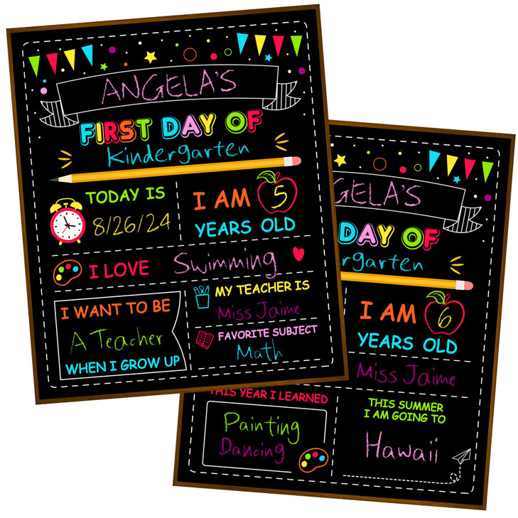 Double-Sided First Day of School Board, 12 10 Inches Back to School Sign