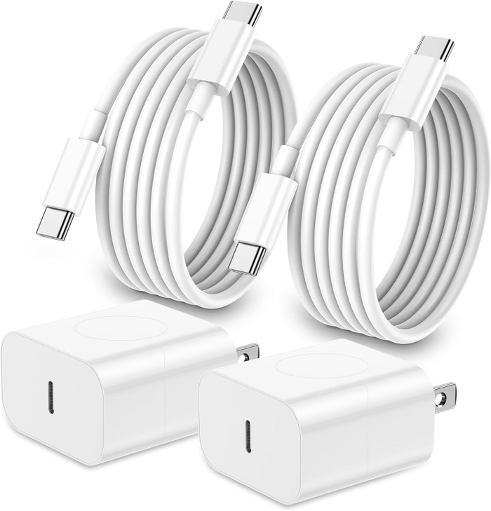 iPhone 17 16 15 Charger Fast Charging,2Pack 20W Apple iPad USB C Wall Charger Block with 6FT USB C to C Cable for
