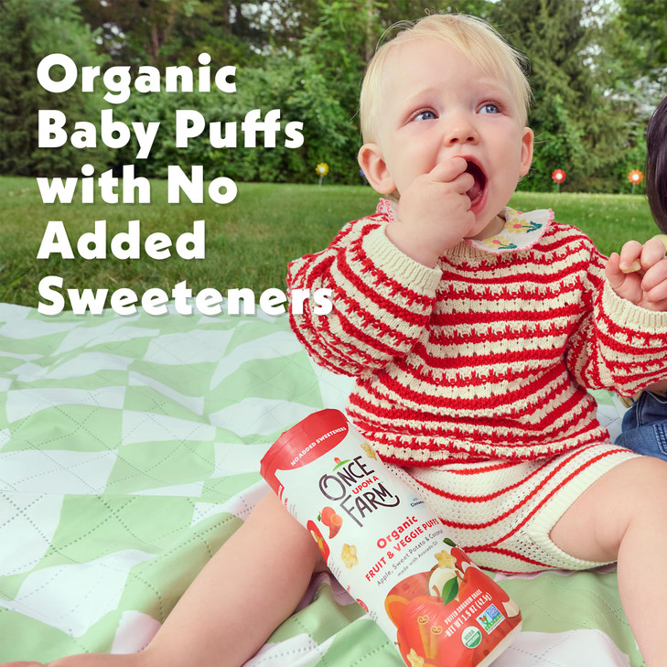 Once Upon a Farm Organic Fruit & Veggie Baby Puffs, Apple, Sweet Potato & Coconut, 1.5oz