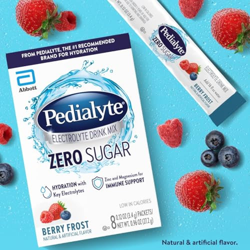 Pedialyte Electrolyte Drink Mix With Zero Sugar Hydration With Key Electrolytes Great Hydration Low in Calories Berry