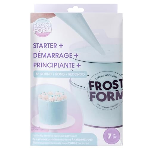 American Crafts Food Crafting 6 Inch Frost Form Started Kit 7 Piece Cake Pan Round Liner Stand Crumb Cutter Finisher