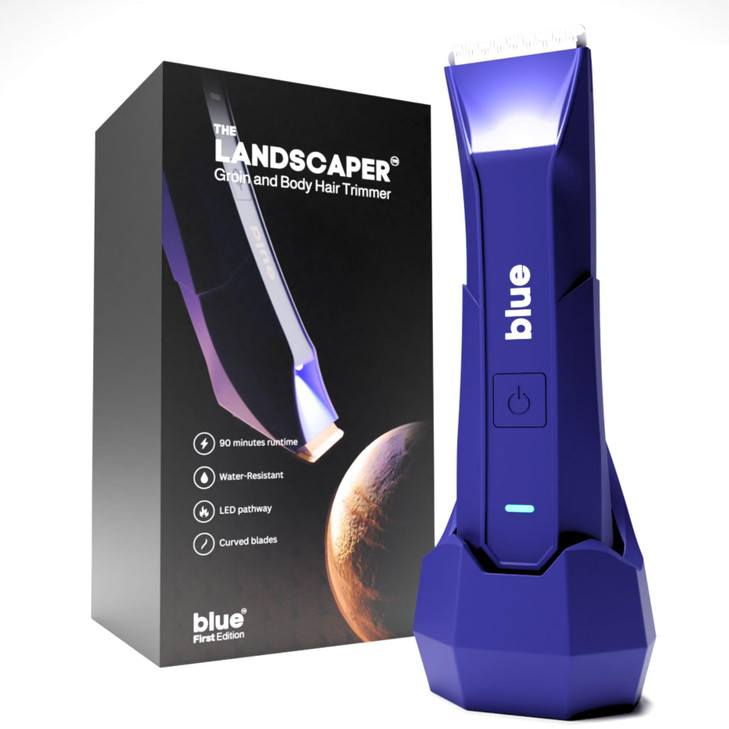 Manscape Blue Groin & Body Hair Trimmer for Men, The Landscaper Electric Ball Trimmer Pubic Body Shaver, Replaceable