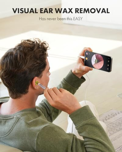 Anykit 3.9 mm Visual Digital Otoscope with 6 LED Lights and Earwax Removal Tool for Adults & Children, Compatible with