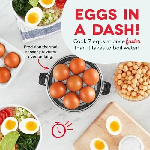 Dash Rapid Egg Cooker, 7 Hard Boiled Eggs, Black