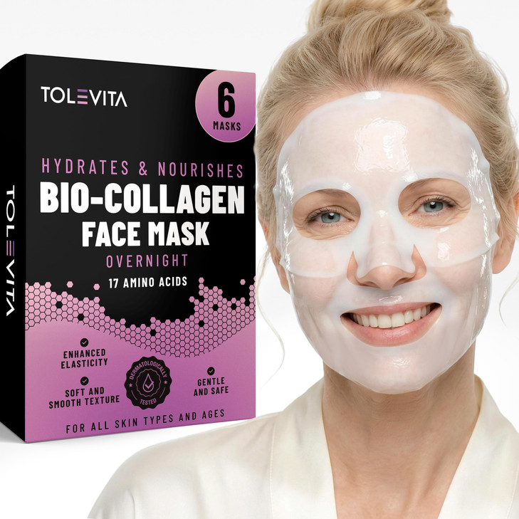TOLEVITA Bio-Collagen Hydrogel Face Mask Hydrating & Nourishing Mask with Niacinamide, Galactomyces & Hyaluronic Acid 6