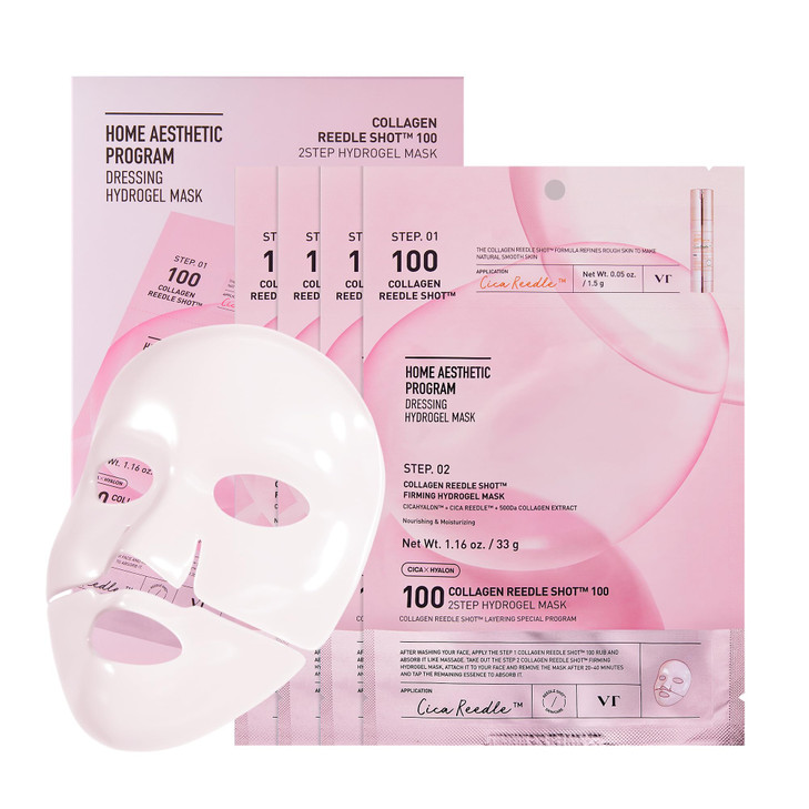 VT COSMETICS Collagen Reedle Shot 100 2-Step Hydrogel Mask 4ea