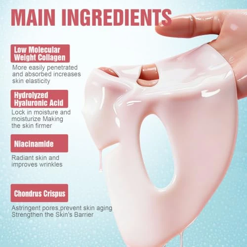 Kewhunt Deep Collagen Face Mask Overnight, Bio- Collagen Mask Real Deep Mask, Hydrating Hydrogel Masks with Low
