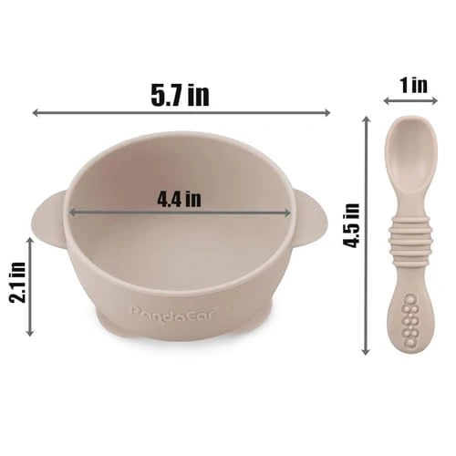 PandaEar 3 Pack Silicone Suction Baby Bowls & 3 Baby Feeding Spoons