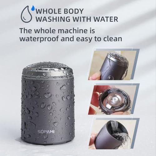 SOPAMI Mini Shaver, Mini Electric Shavers for Men, Mini Electric Shaver, USB C Rechargeable Waterproof Electric Razor