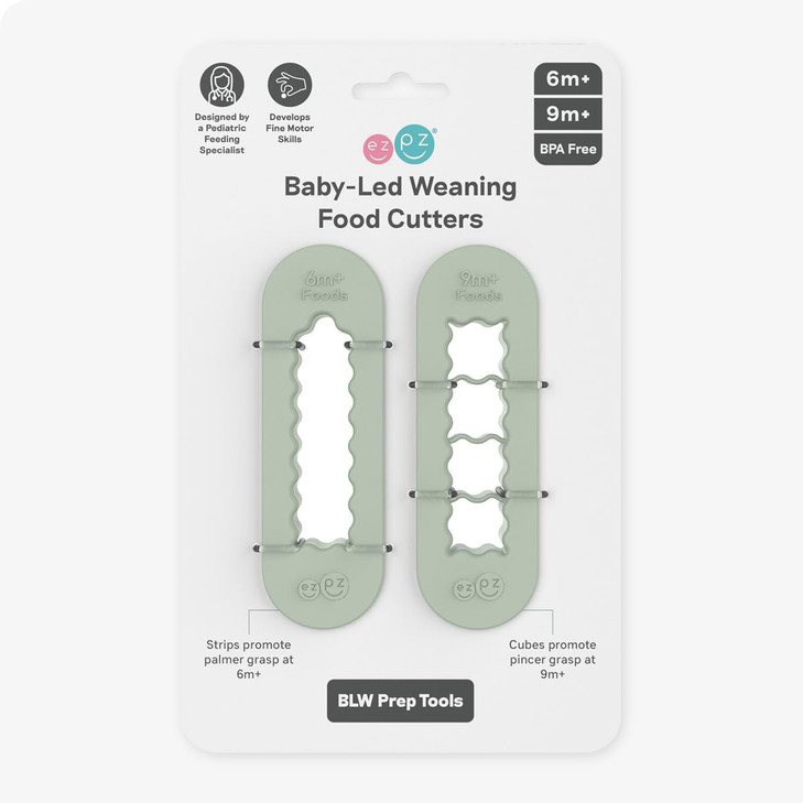 ezpz Baby-Led Weaning Food Cutters 2 pack in Sage - 6/9 Months +