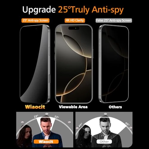 Wiaocit Tempered Glass Privacy Screen Protector for iPhone 16 Pro Max