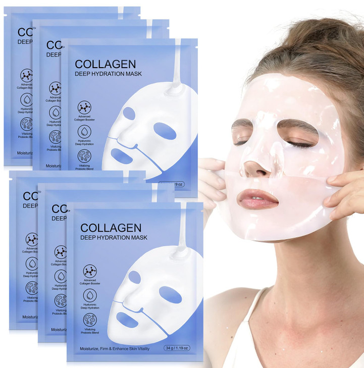 Collagen Face Mask, Bio-Collagen Deep Hydrating Overnight Mask with Hyaluronic Acid, Anti Wrinkle Lifting Mask for All