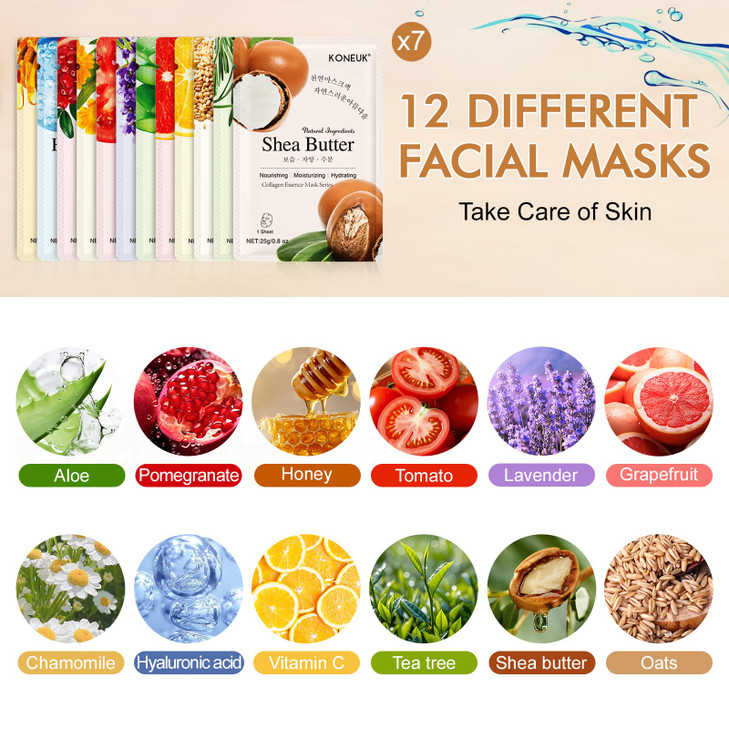 84 Pack Collagen Face Masks Skincare for Women, Hydrating & Moisturizing