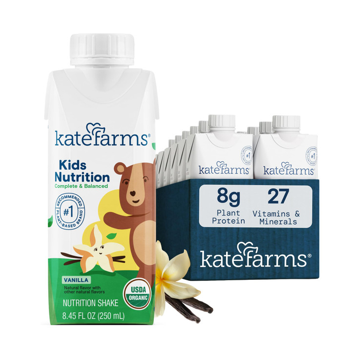 KATE FARMS Kids Nutrition Shake, Vanilla, 8g Protein, 12 Pack