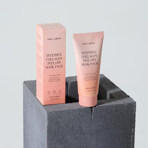 SUN & GLOW Intensive Collagen Peel-Off Mask Pack Hydrolyzed 300da Low-Molecular Collagen300da Peptides 10 Types of Seed