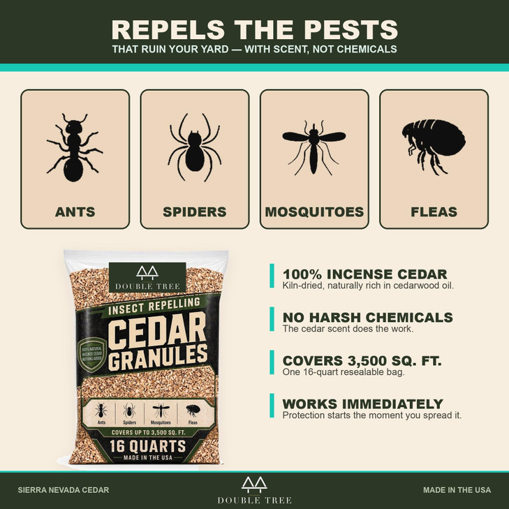 Double Tree Cedar Granules, Flea, Ant & Mosquito Repellent, 1 Bag, 16 Qt