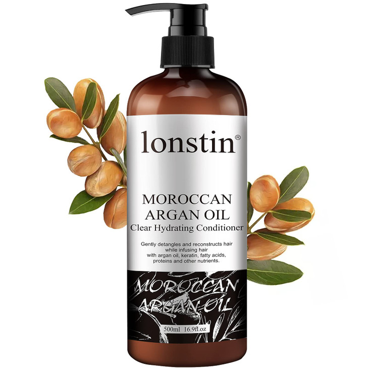 lonstin Hair Conditioner, Moroccan Argan Oil Clear Hydrating Hair Conditioner for Damaged, Split Ends,Dry, Curly or Frizzy Hair to Intense Hydration,