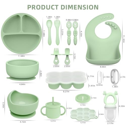 Hepotk 16PCS Silicone Baby Feeding Set, All-in-One for Starting Solids