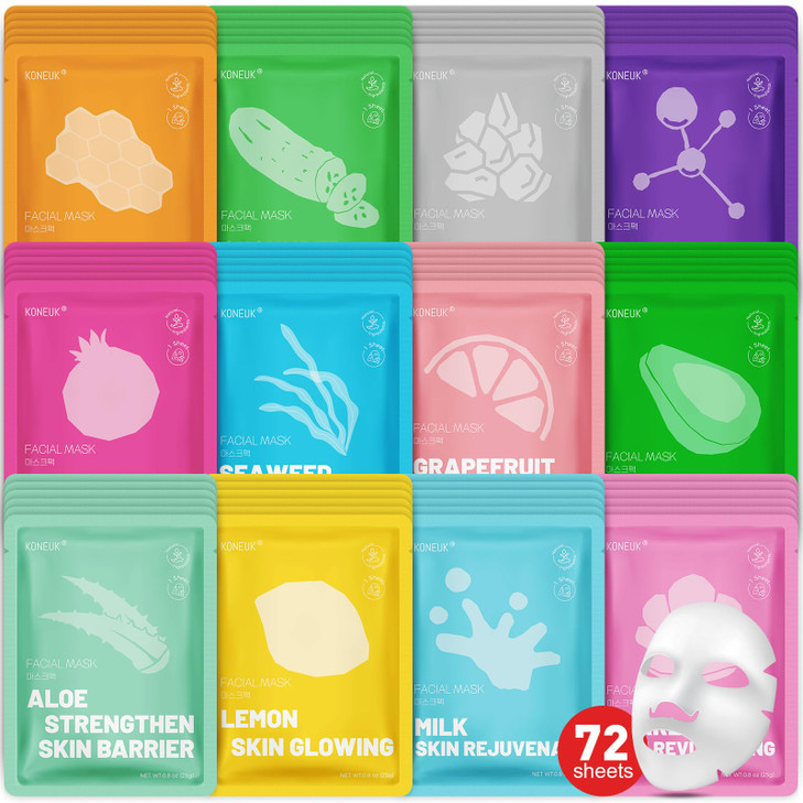 72 Pack Collagen Face Masks Skincare for Women, Hydrating & Moisturizing