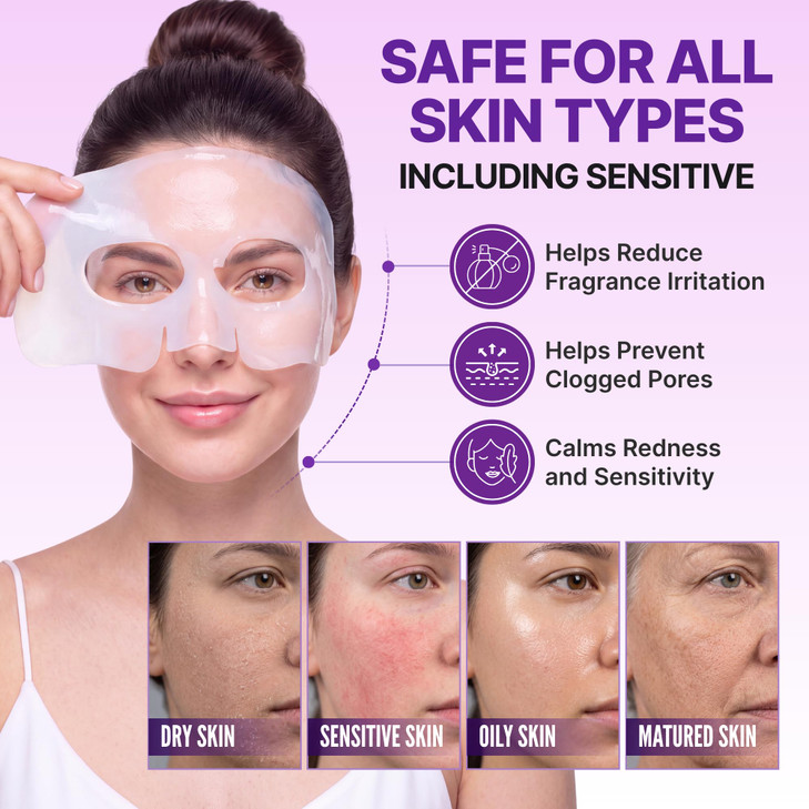 Bio Collagen Face Mask Overnight, 6 Pack Hydrogel Korean Face Masks, Hydrating Collagen Mask for All Skin Types,