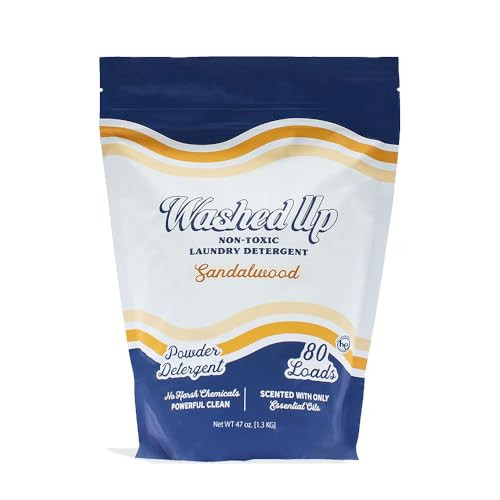 Washed Up Goods Sandalwood Laundry Detergent Powder Only 100 Pure Essential Oils Safe for Sensitive Groups Powerful