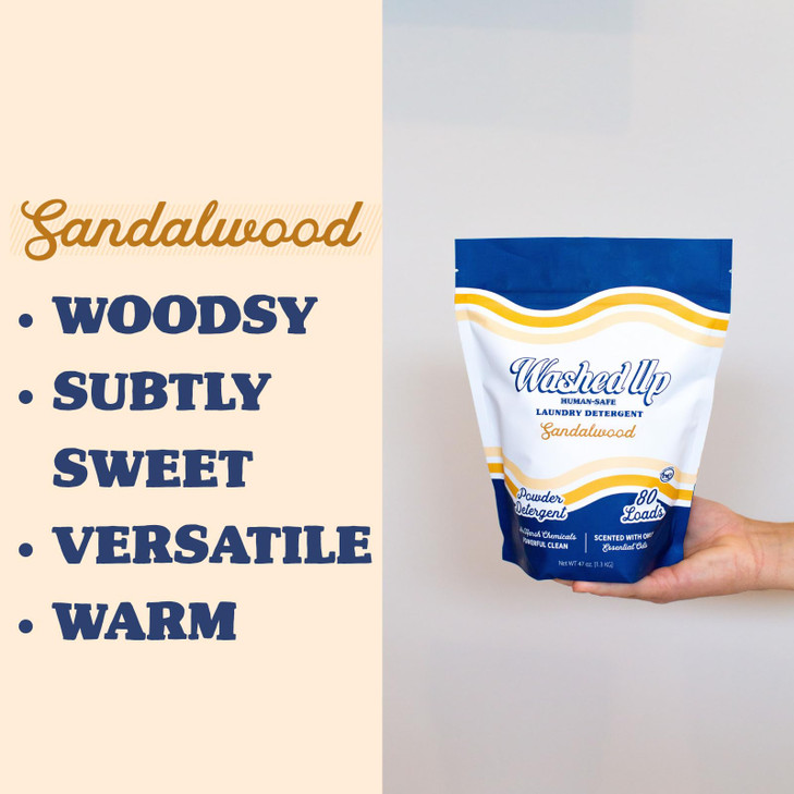 Washed Up Goods Sandalwood Laundry Detergent Powder Only 100 Pure Essential Oils Safe for Sensitive Groups Powerful