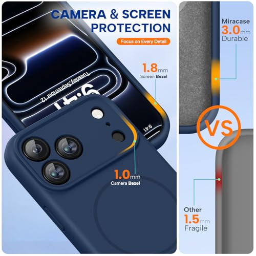 Miracase Magnetic for iPhone 17 Pro Case, Silicone, Dark Blue
