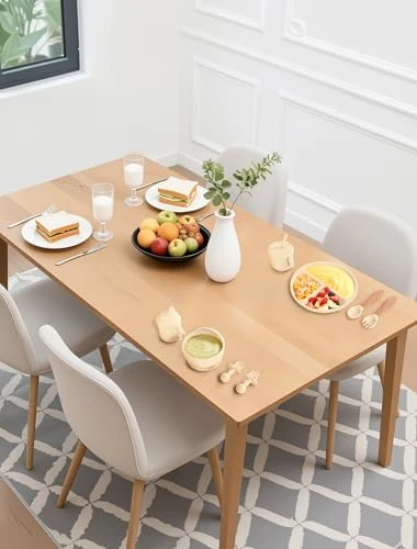 JELLDJK Silicone Baby Feeding Set 9 Pcs, Spill-Proof Suction Plate, Bowl, Bib, Silicone spoon&forks, Wooden