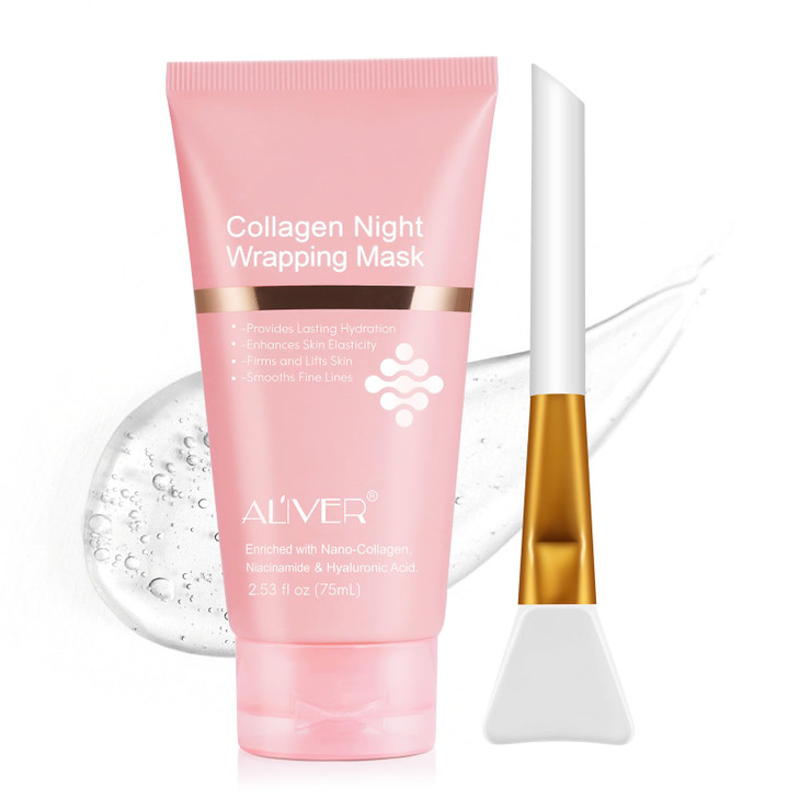 O.SECERT Collagen Overnight Wrapping Peel off Face Mask, Collagen Night Wrapping Mask, Elasticity & Hydration for Glass
