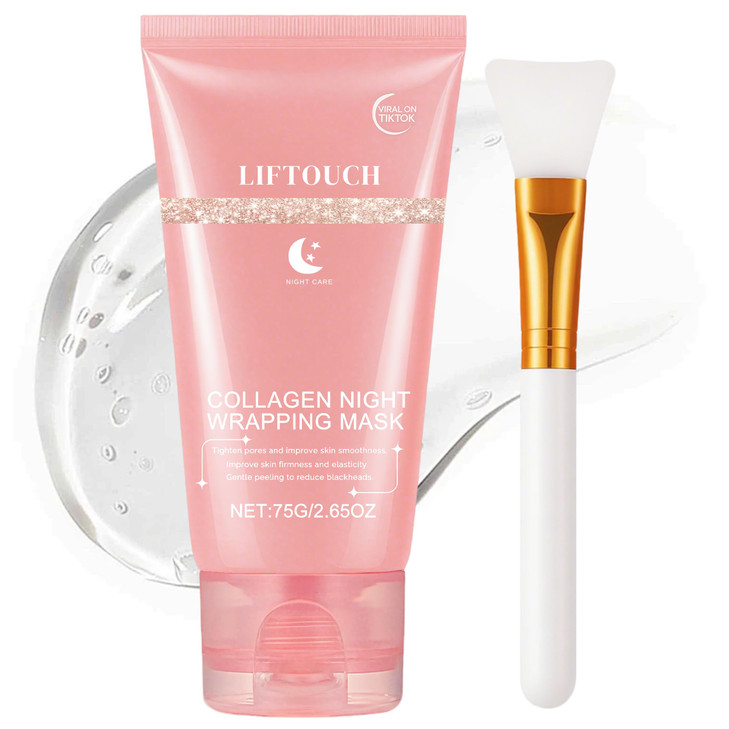 Liftouch Korean Collagen Night Wrapping Mask - Overnight Peel Off Facial Mask for Face - Hydrating Sleeping Mask